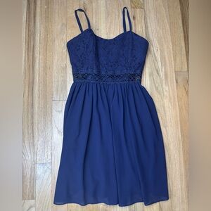 BCX Womens Navy Blue Party A-Line Dress Juniors 7